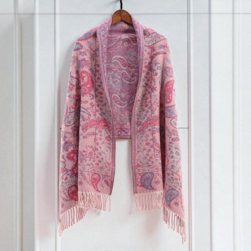 Paisley Elegance Winter Poncho Shawl